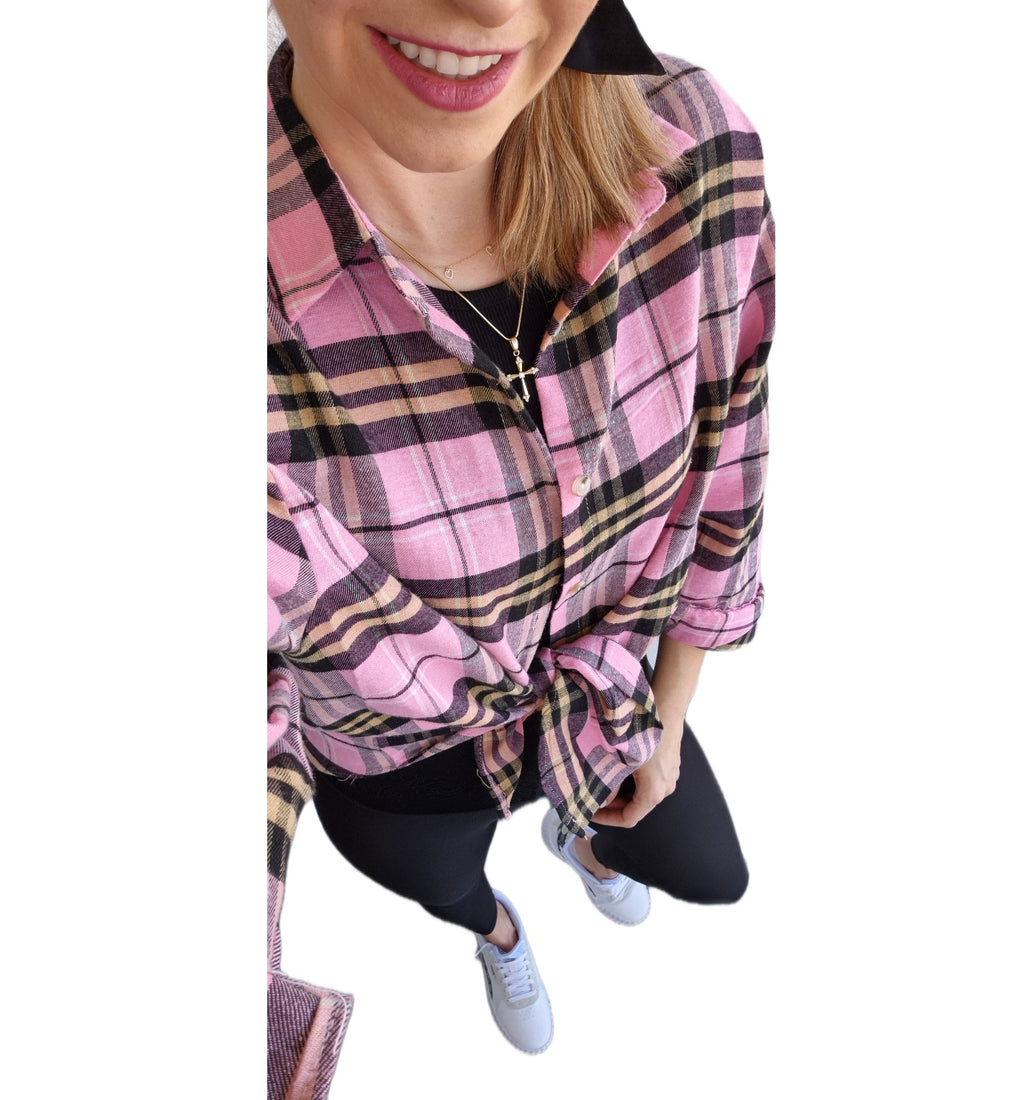 Karohemd Rosa-Schwarz
