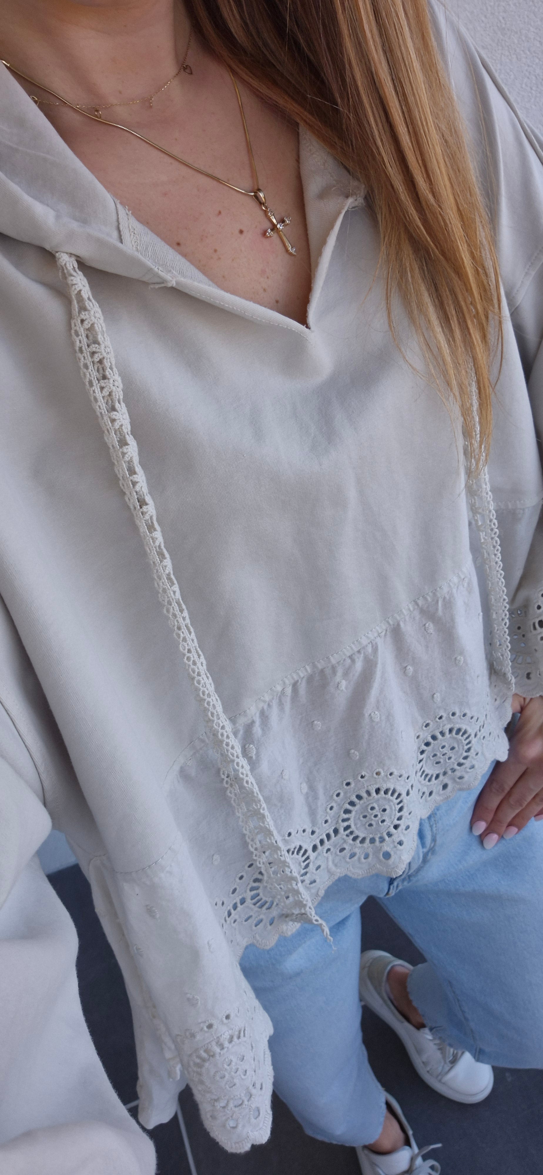 Bluse grau-beige