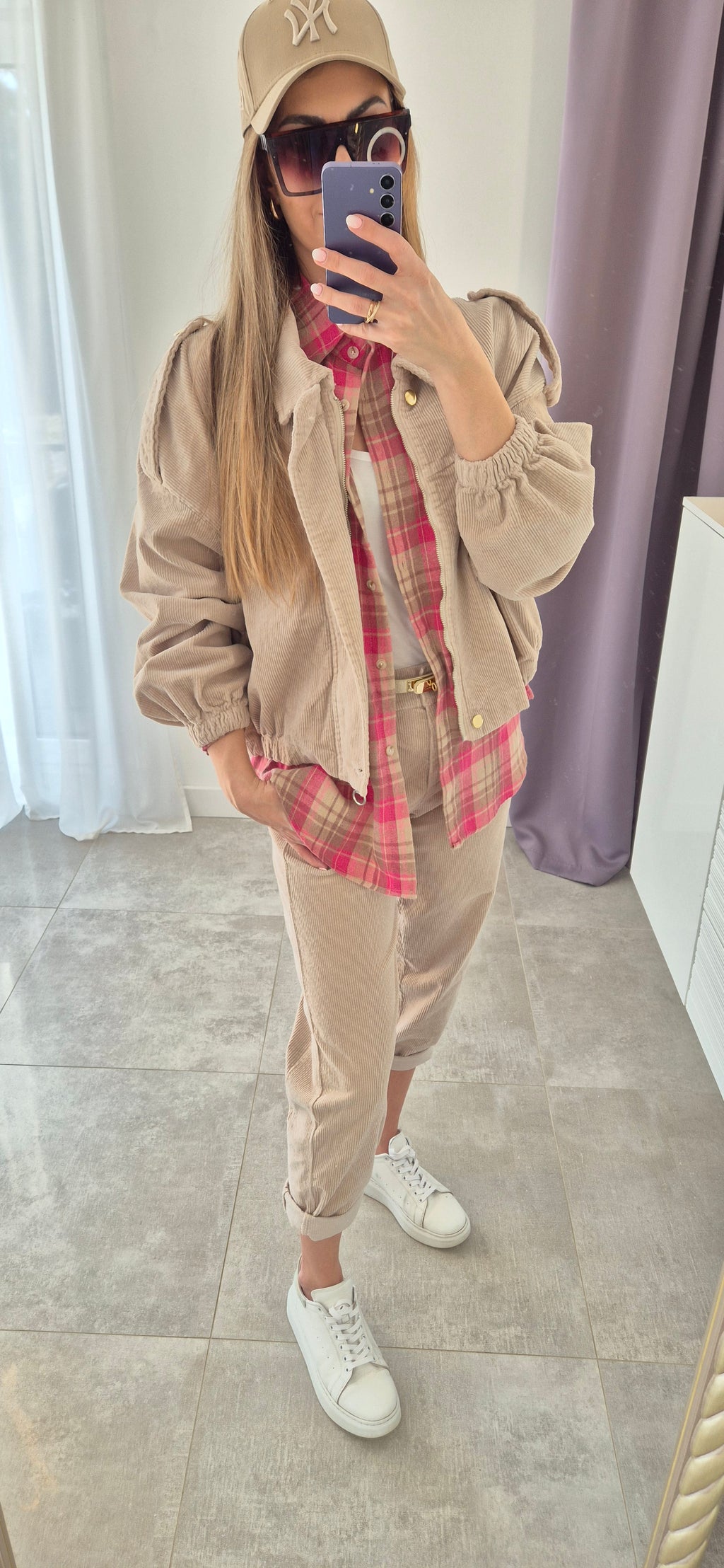 Karohemd Rosa-Beige