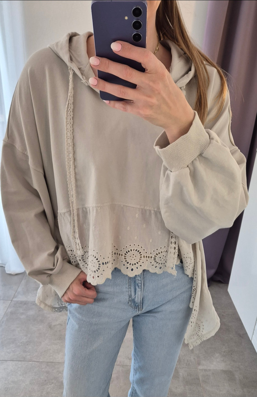 Bluse grau-beige