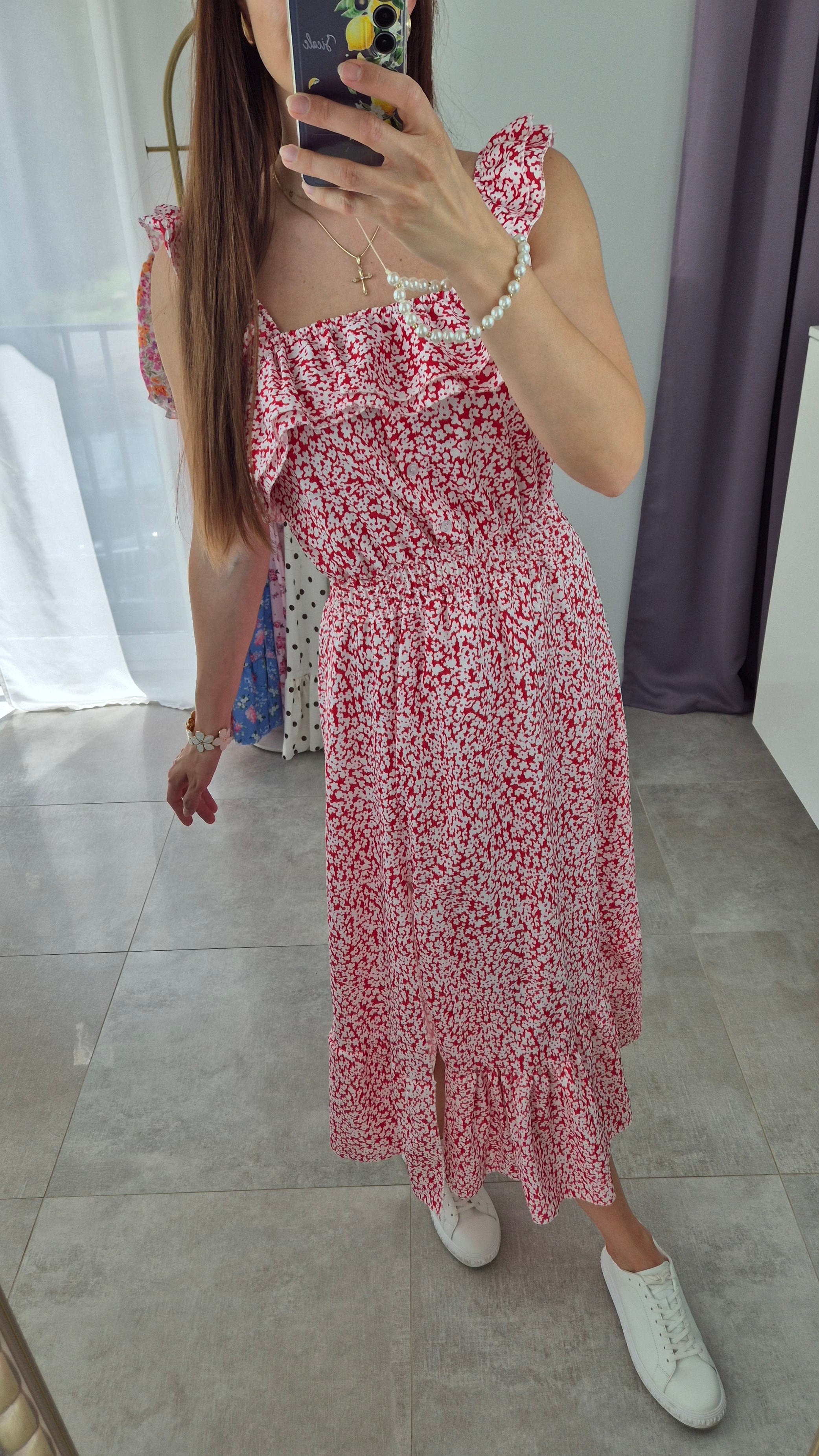 Midi-Maxikleid Bella Rot
