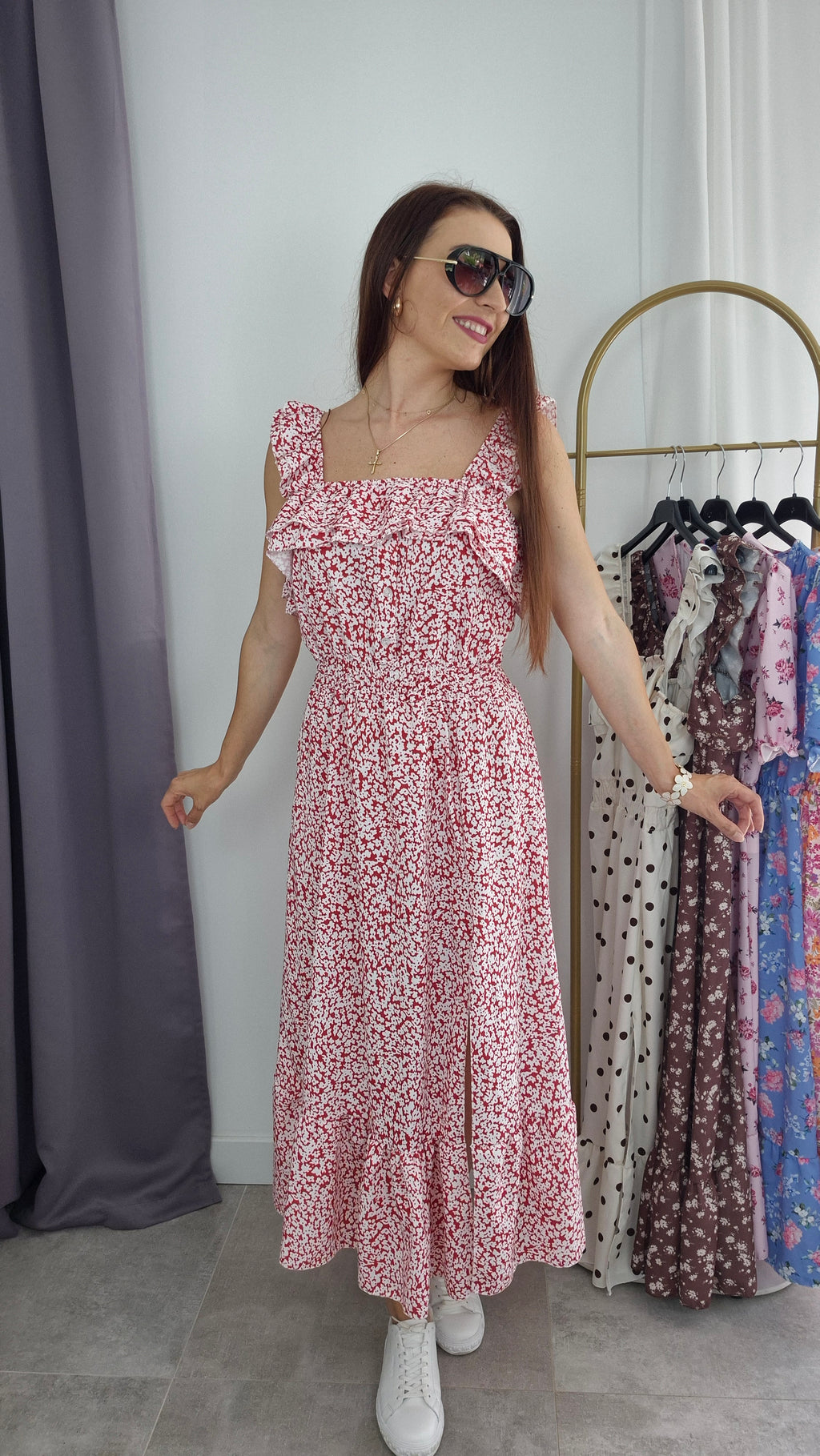 Midi-Maxikleid Bella Rot