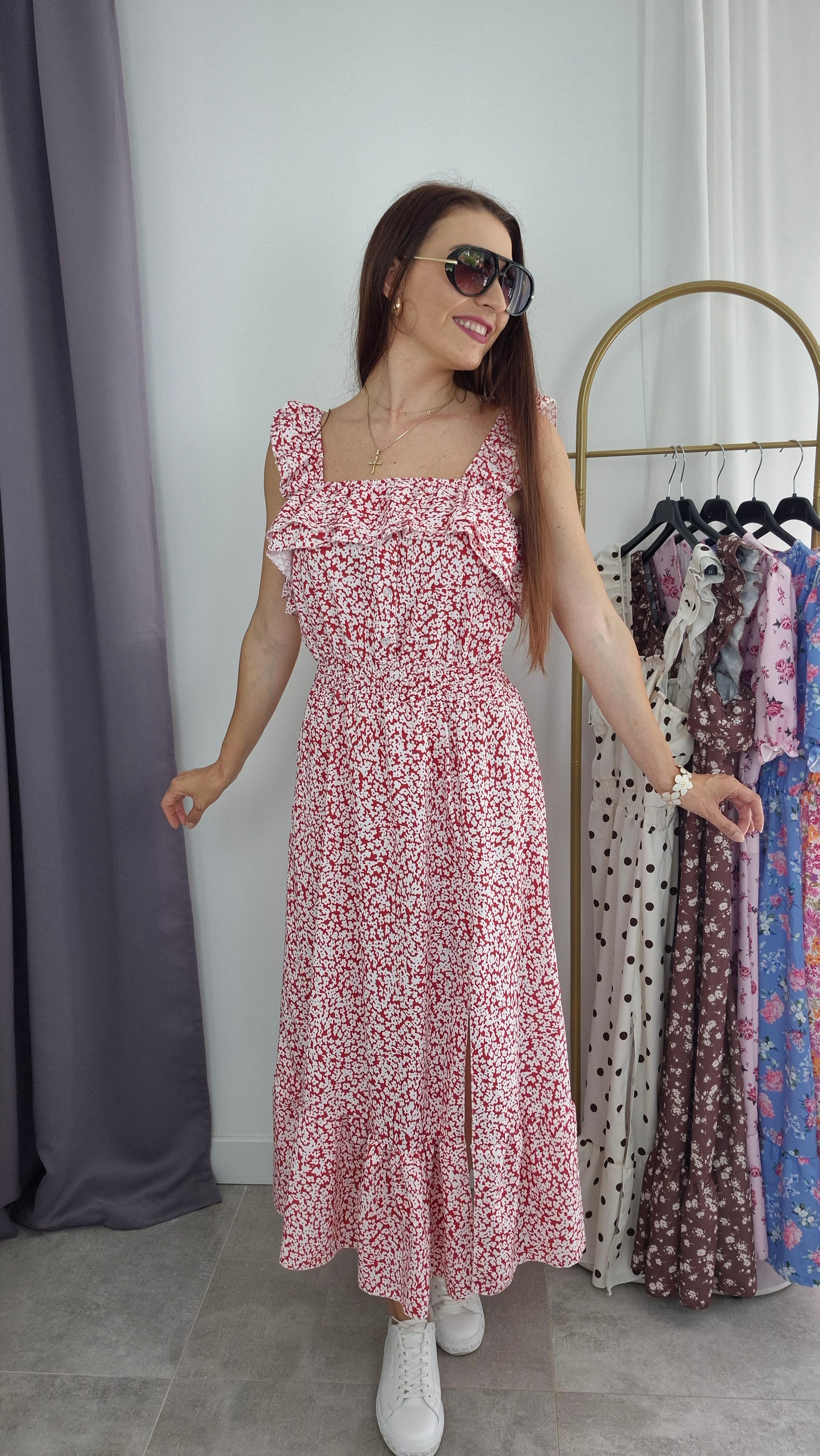 Midi-Maxikleid Bella Rot