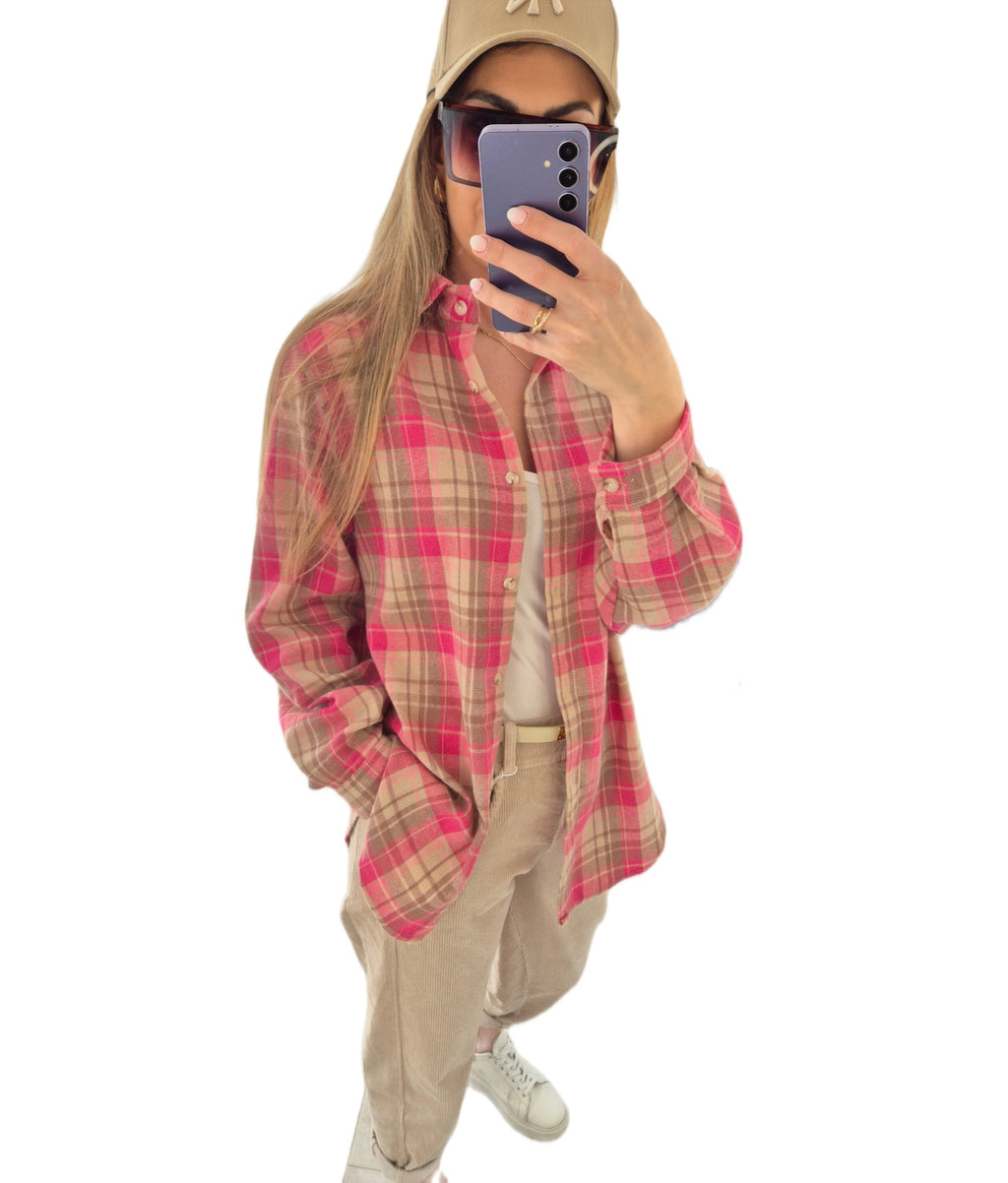 Karohemd Rosa-Beige