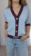 Kurzarm- Cardigan blau