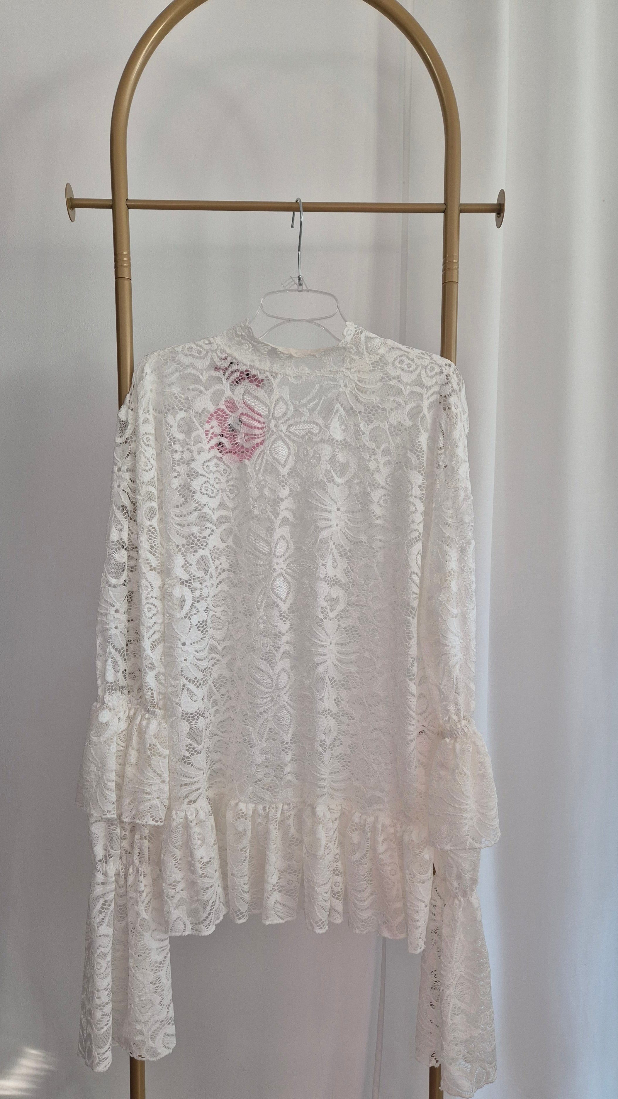 Spitzenbluse Boho Weiß