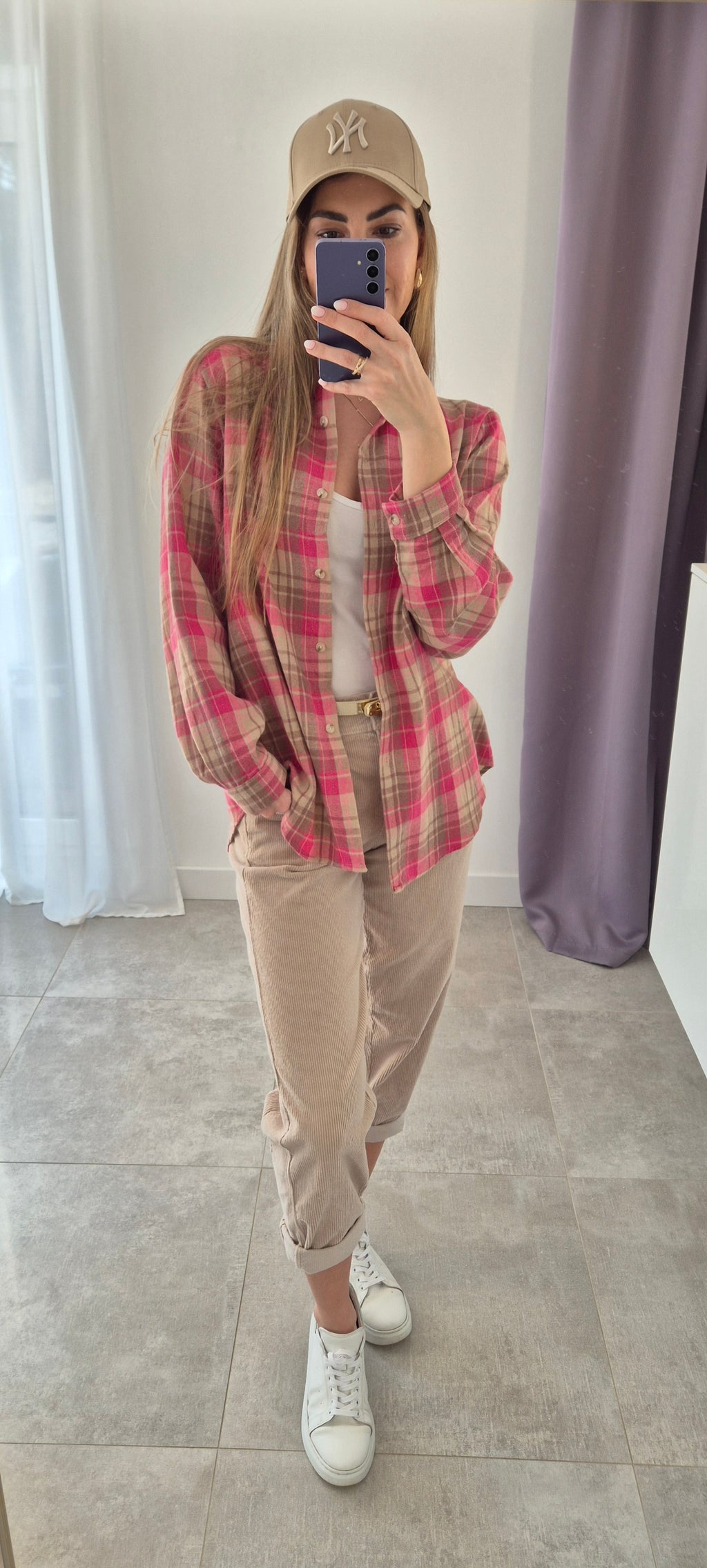 Karohemd Rosa-Beige