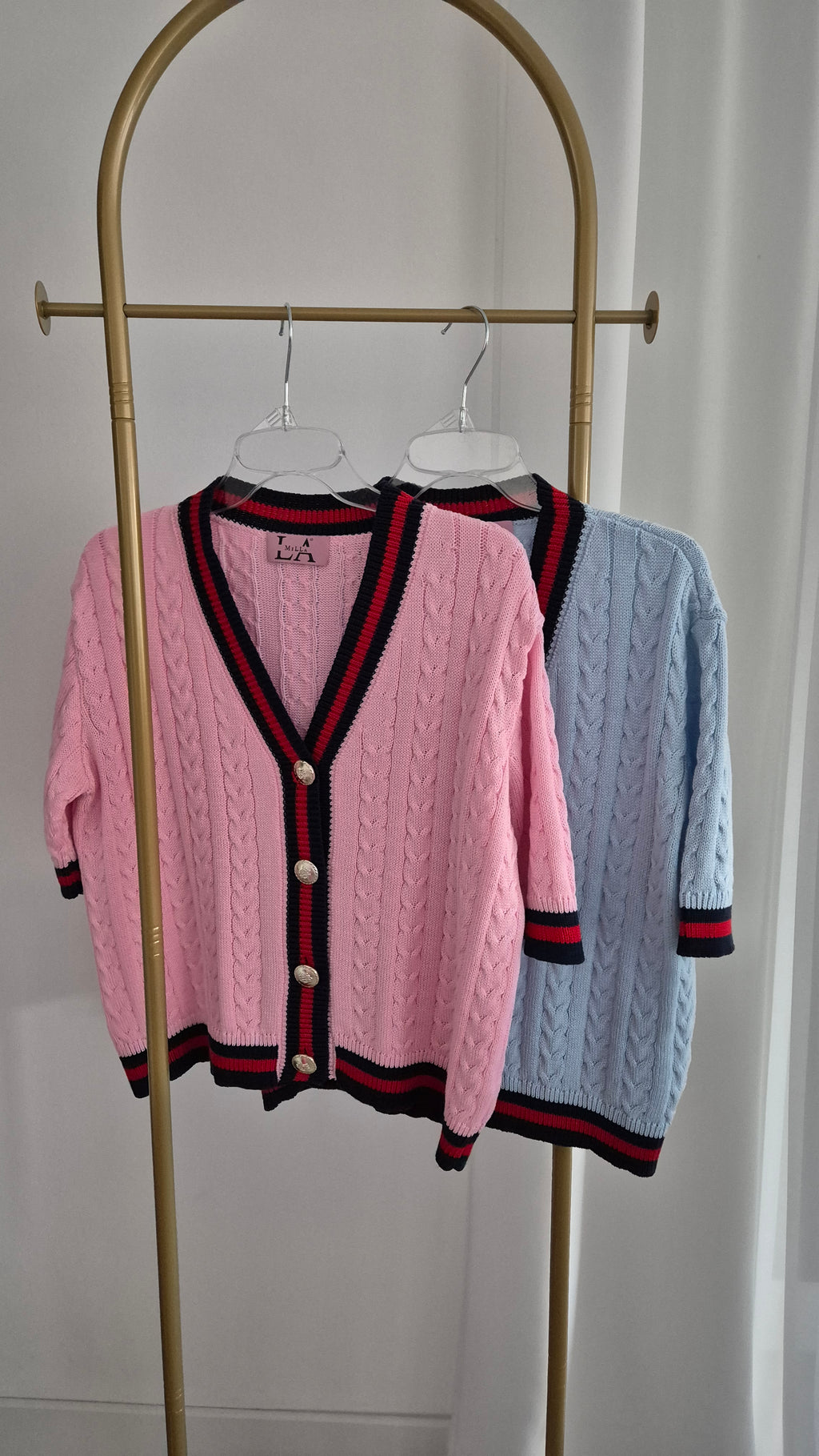 Kurzarm-Cardigan Rosa