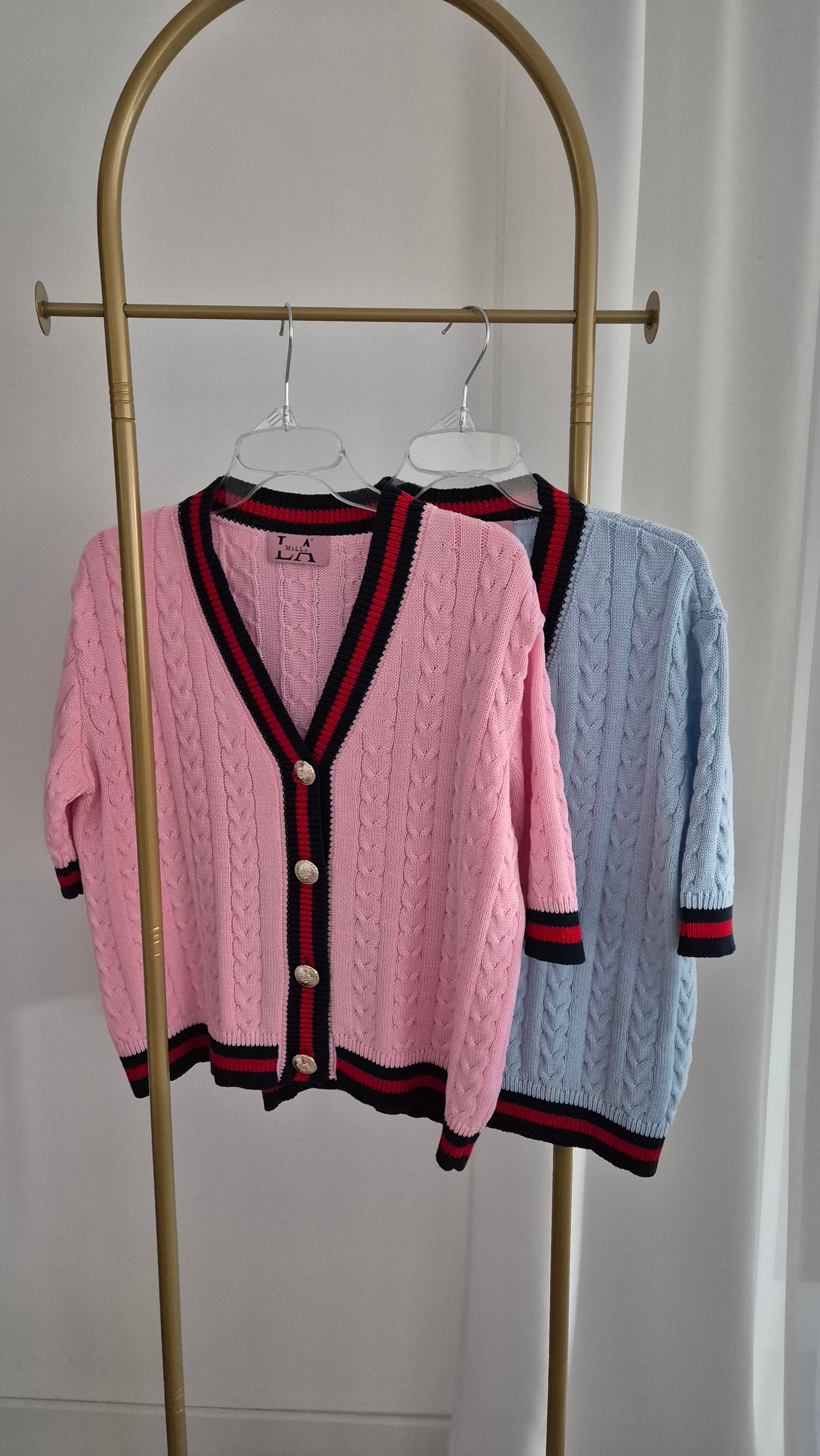 Kurzarm-Cardigan Rosa