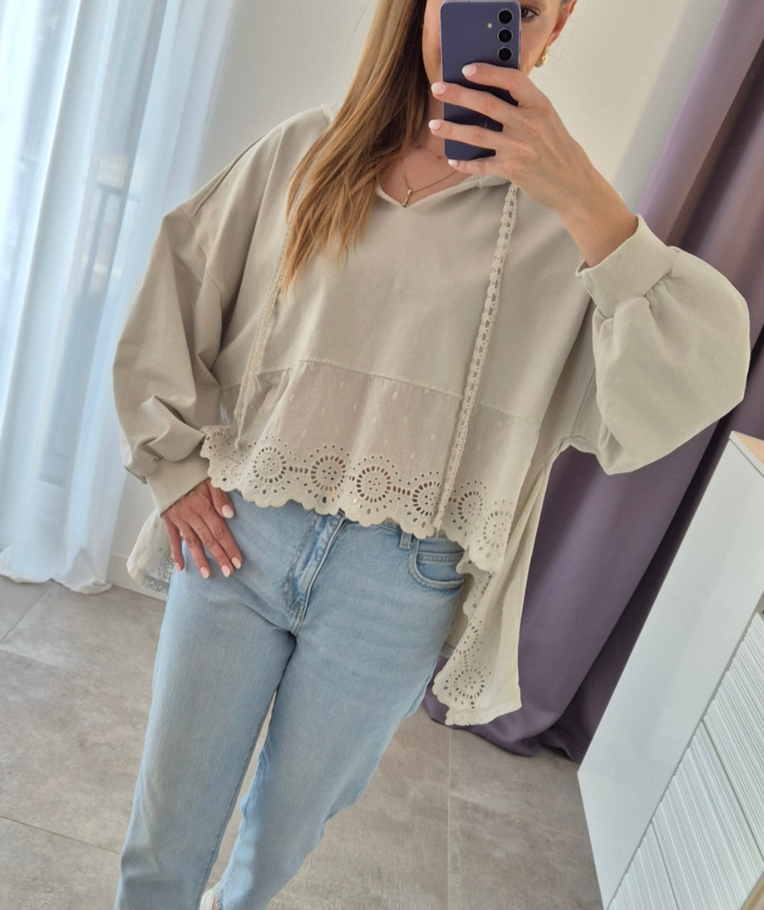 Bluse grau-beige