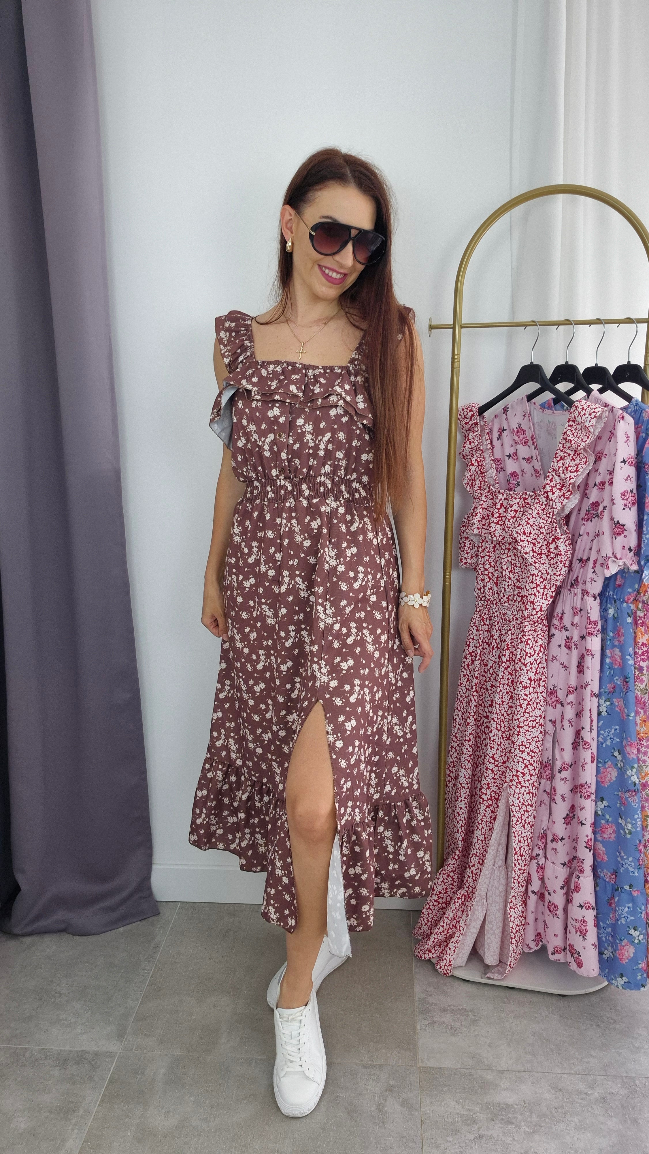 Midi-Maxikleid Bella braun